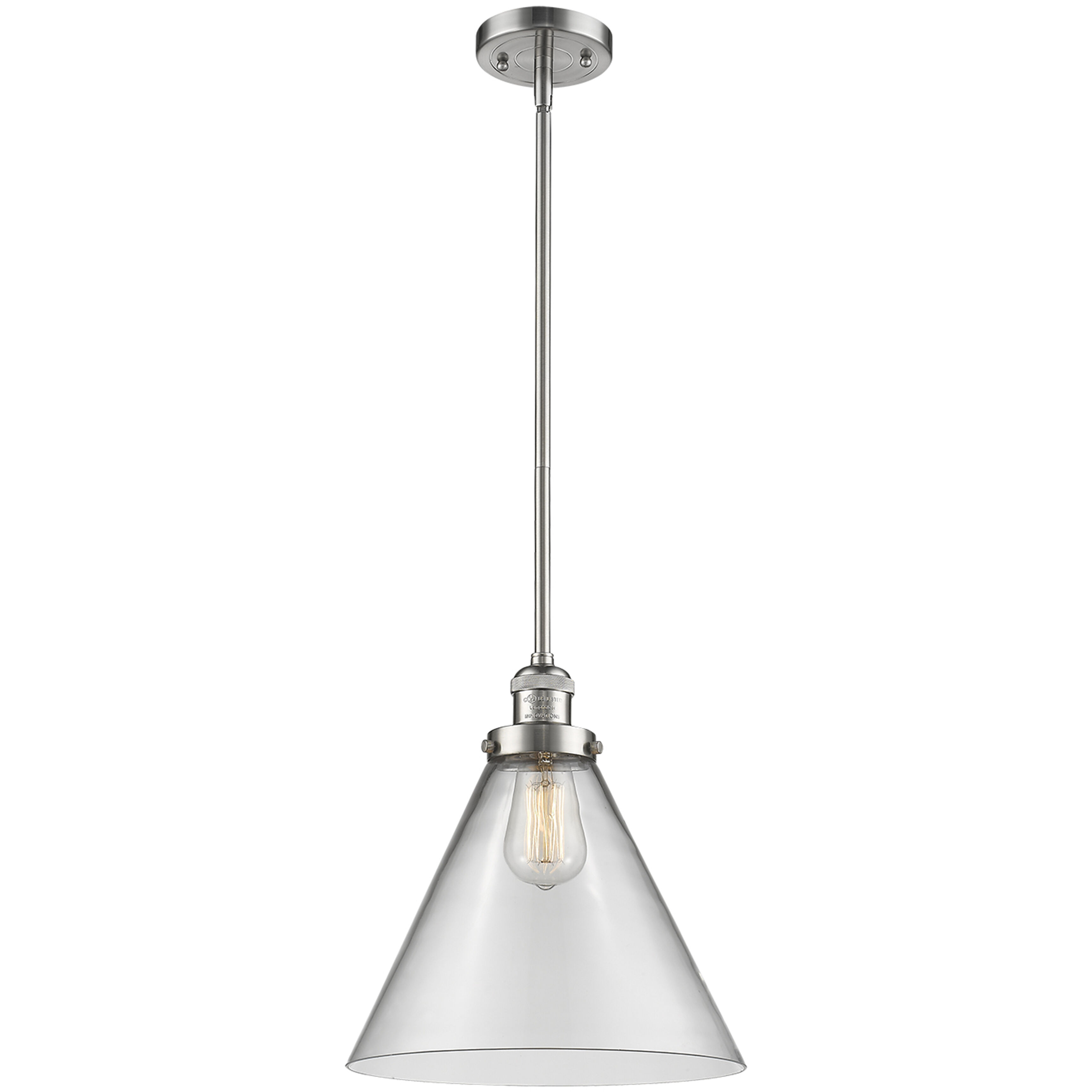 Franklin Restoration Cone 1 Light 12 inch Matte Black Mini Pendant Ceiling Light in Incandescent, Clear, Franklin Restoration